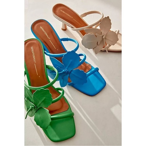 Free People Intentionally Blank Flora Iris Garden Kitten Heel Sandals Size 39 - Picture 1 of 10
